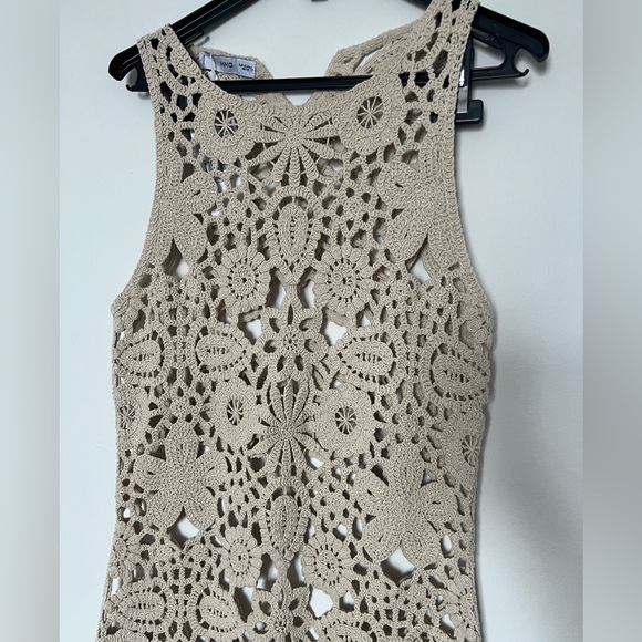 MANGO Elegant Crochet Lace Dress in Cream - Picture 7 of 10